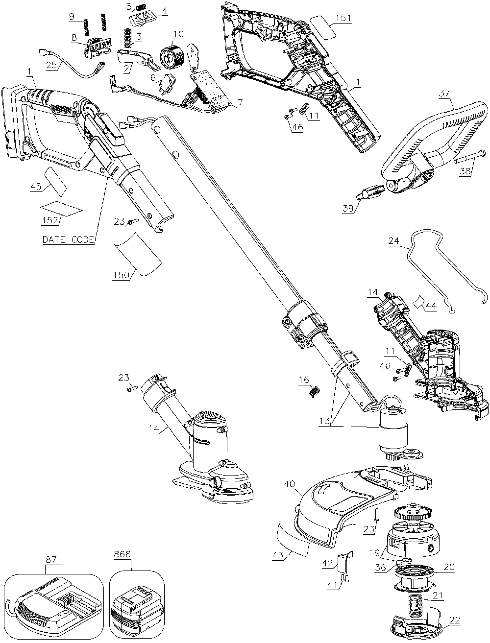 Page A Diagram and Parts List for LST136 Type 1 Black and Decker Trimmer